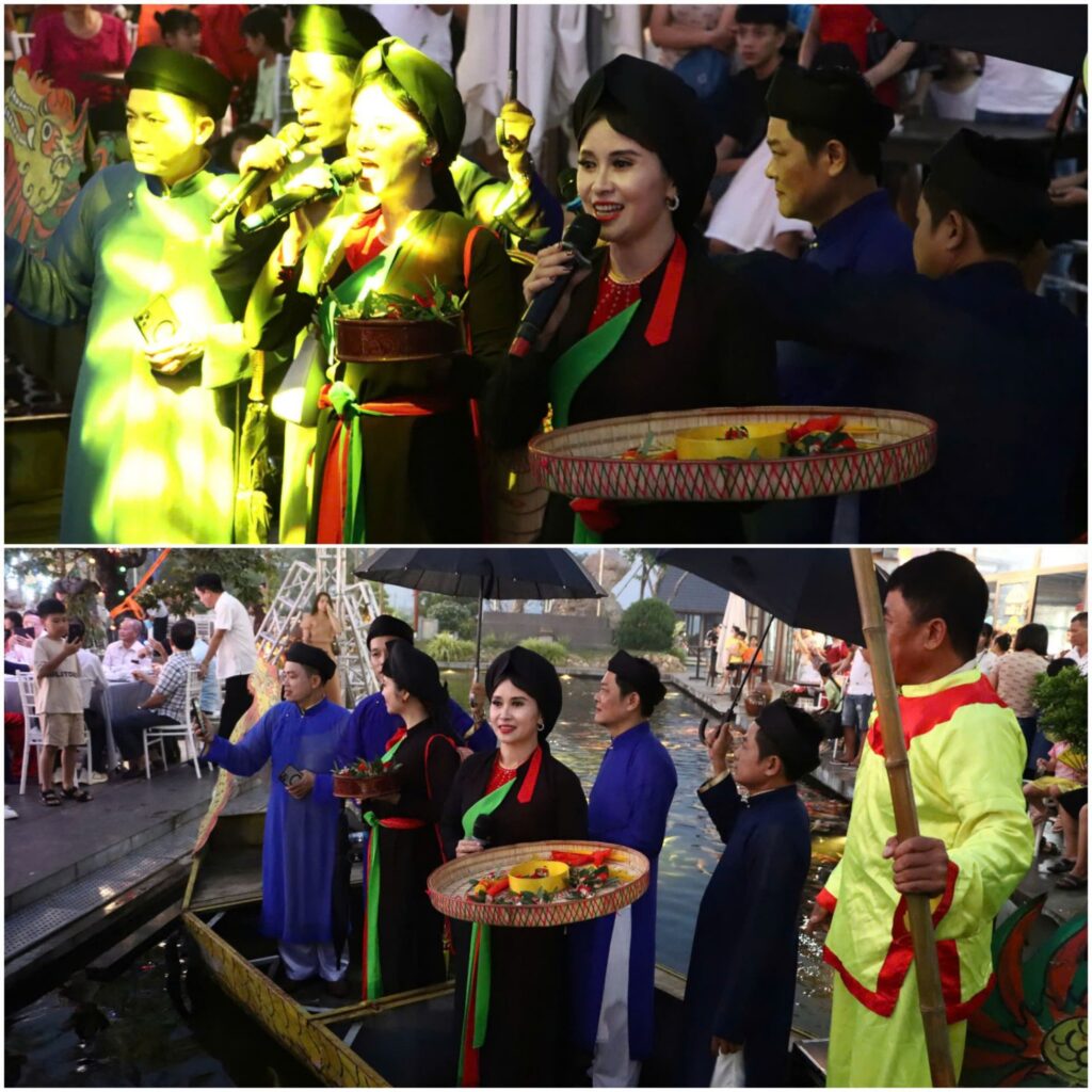 The program includes performances of Quan Ho folk songs, water puppetry performances of Dong Ngu, introduction to traditional craft villages, and showcasing local specialties, agricultural products, OCOP products, and traditional cuisine of Bac Ninh province.